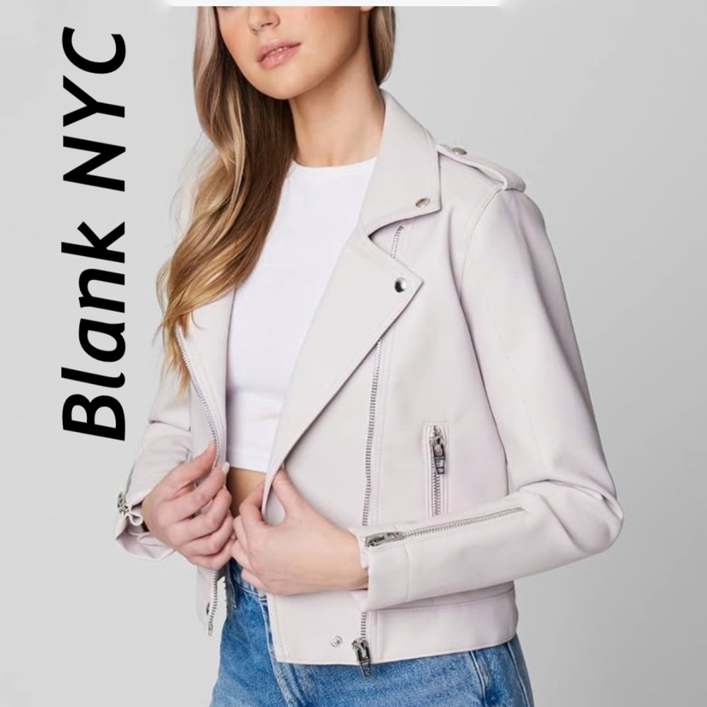 PINK Blank NYC Vegan Leather Moto jacket sixe M